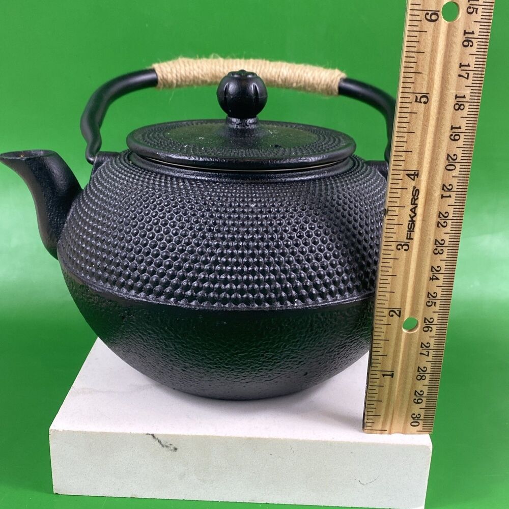 4" Cast Iron Tea Pot with Mesh Screen and Rope Wrapped Handle - Picture 10 of 10